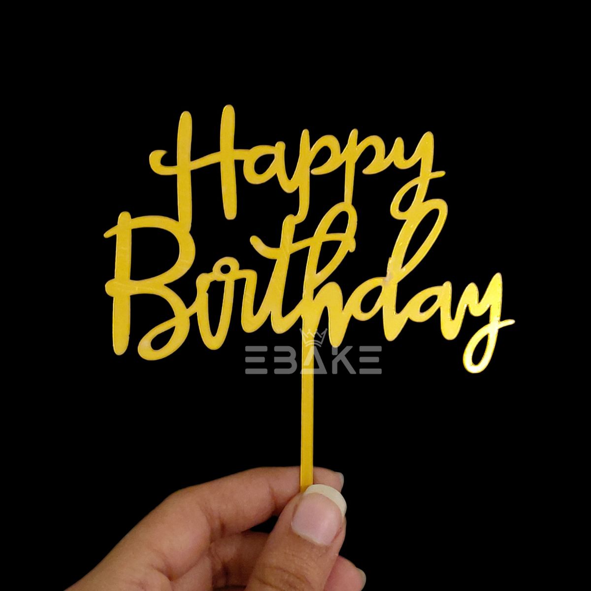 Happy Birthday Cake Topper 6inch Golden (Set of 10)