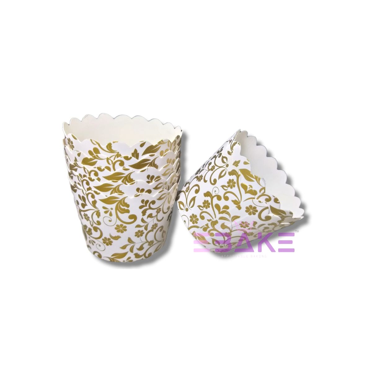Floral Paper Muffin Cup White - Set Of 50 Pieces (Medium)