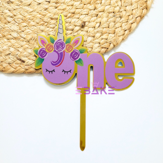 One Unicorn First Birthday Graphic Cake Topper