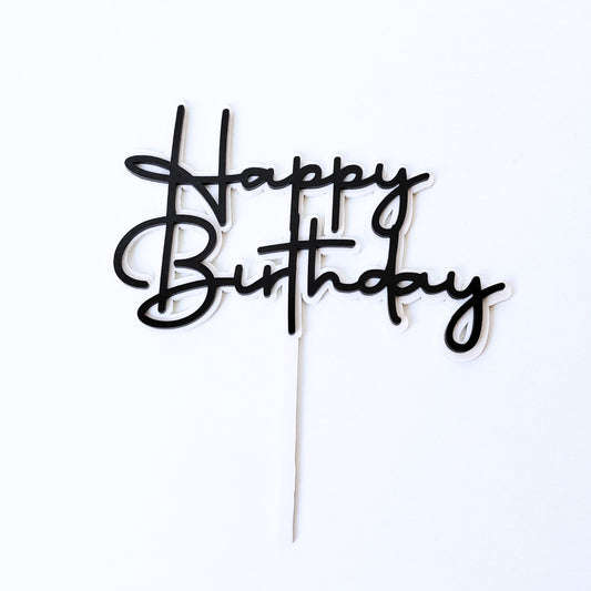 Happy Birthday Double Color Cake Topper