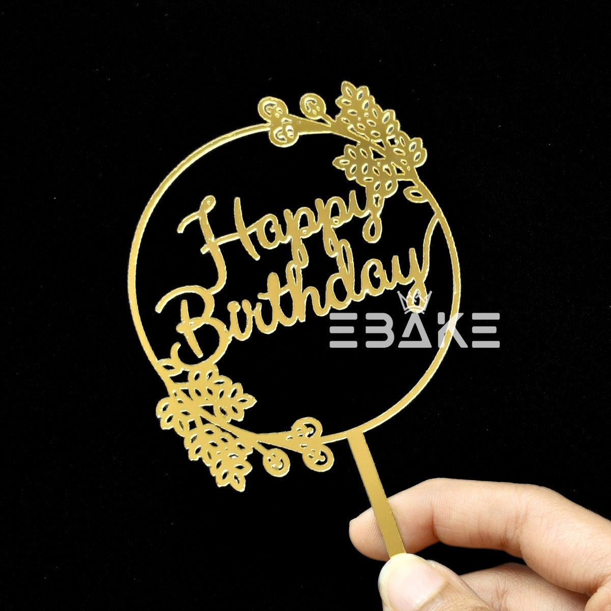 Happy Birthday Cake Topper Golden