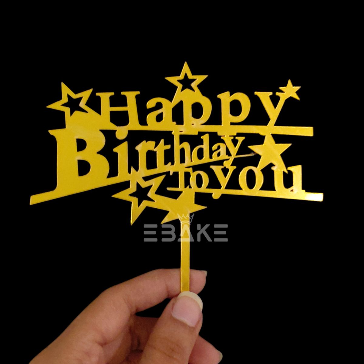 Happy Birthday Cake Topper 6inch Golden (Set of 10)