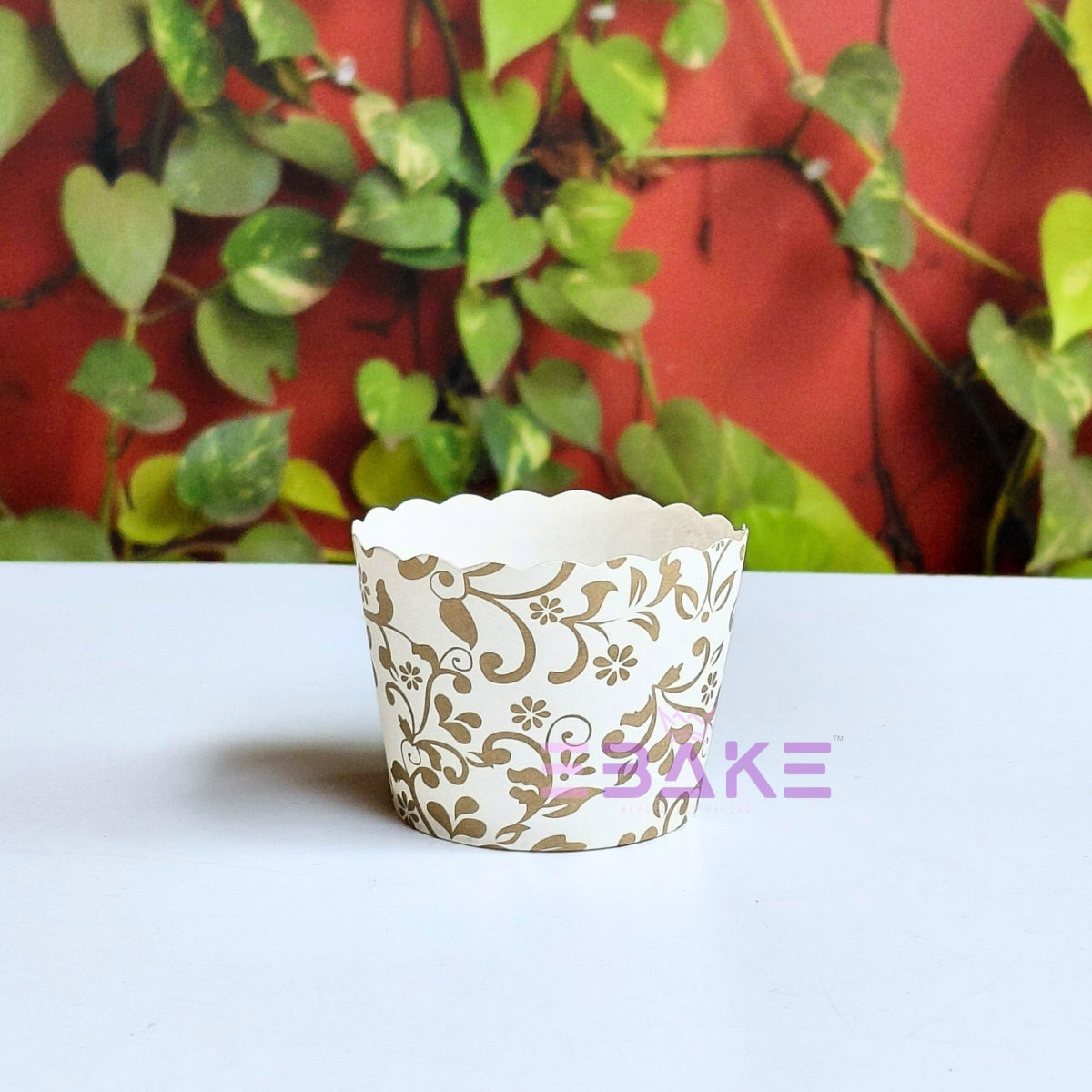 Floral Paper Muffin Cup White - Set Of 50 Pieces (Small)