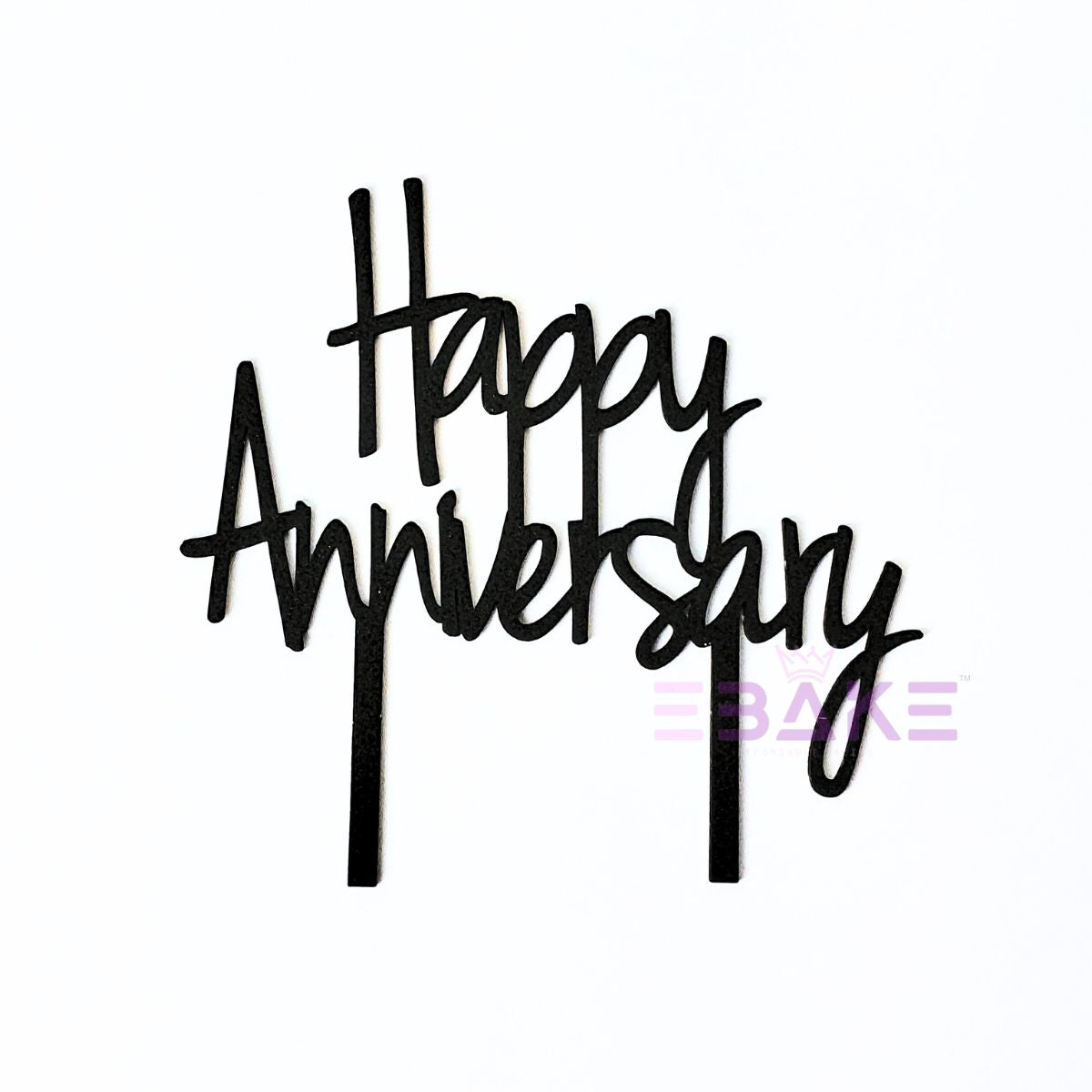Happy Anniversary Cake Topper Black MDF