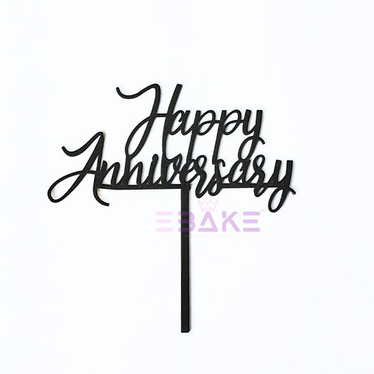 Happy Anniversary Cake Topper Black MDF