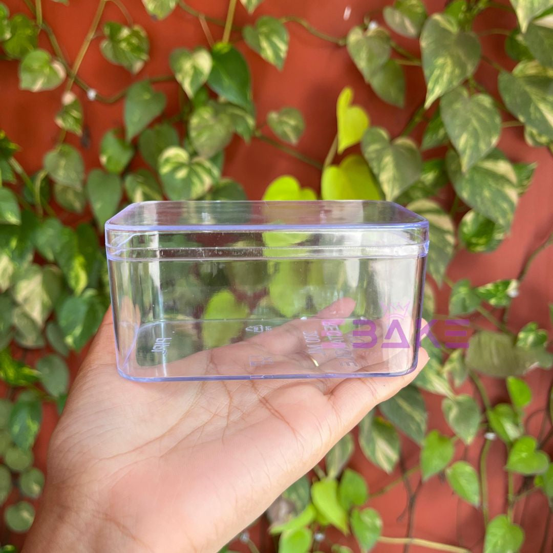200ml Rectangle Acrylic Dessert Box / Cake Tub (With Lid) 10.2X6X5.2cm