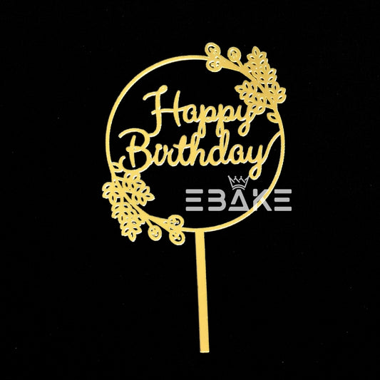 Happy Birthday Cake Topper Golden