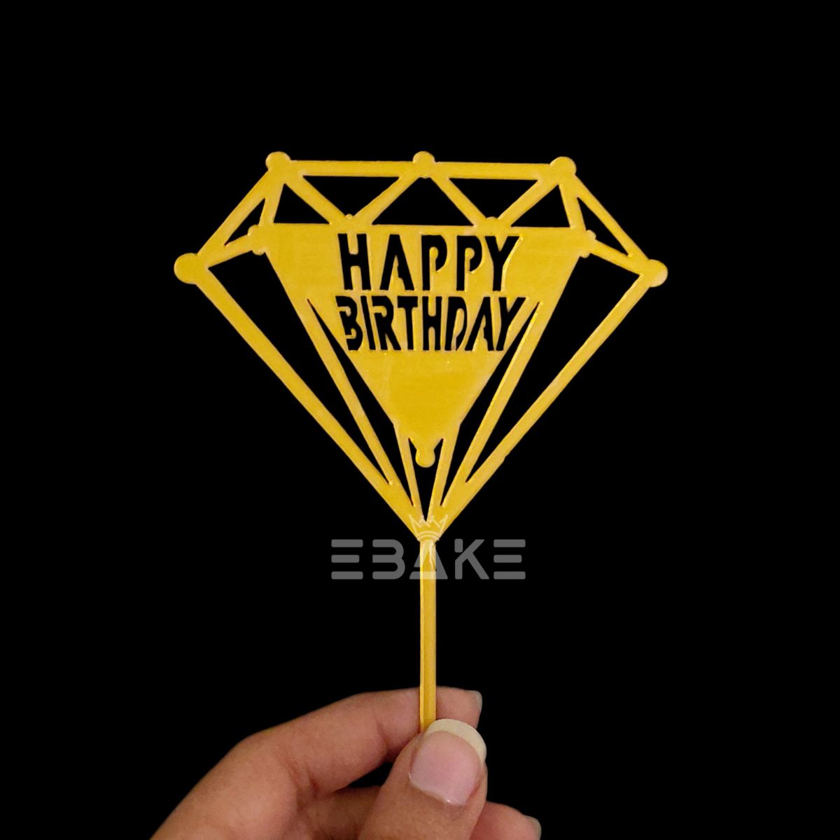 Happy Birthday Cake Topper 6inch Golden (Set of 10)