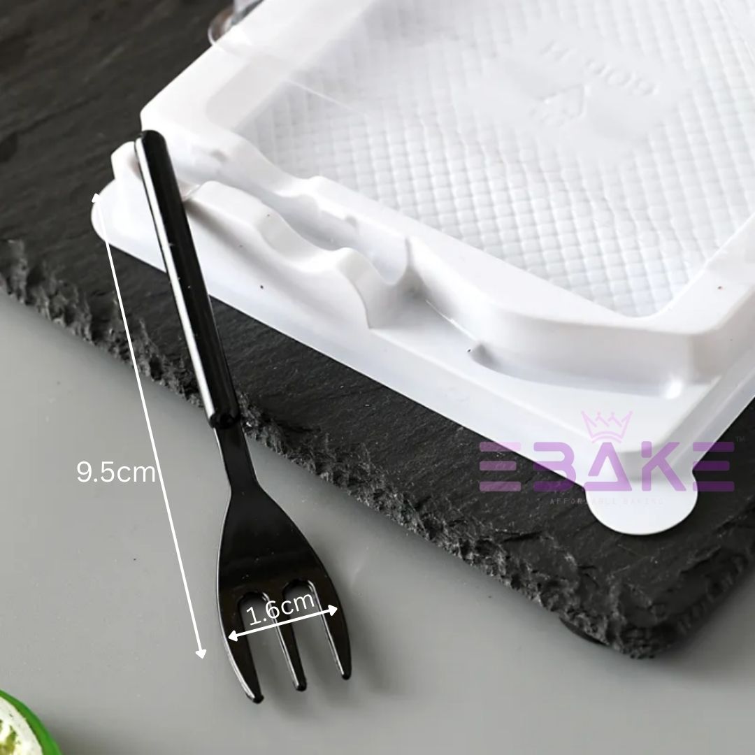 Cake Box/Pastry Box With Transparent Lid & Fork (Set of 5)