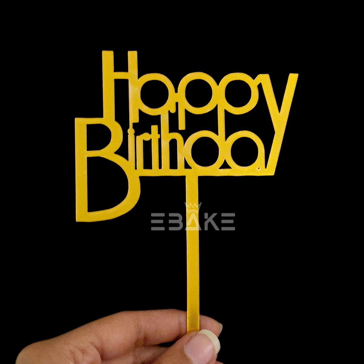 Happy Birthday Cake Topper 6inch Golden (Set of 10)