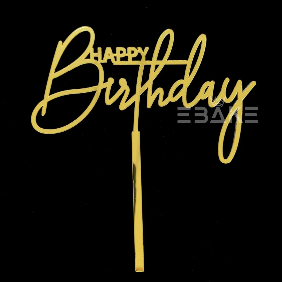 Happy Birthday Cake Topper Golden