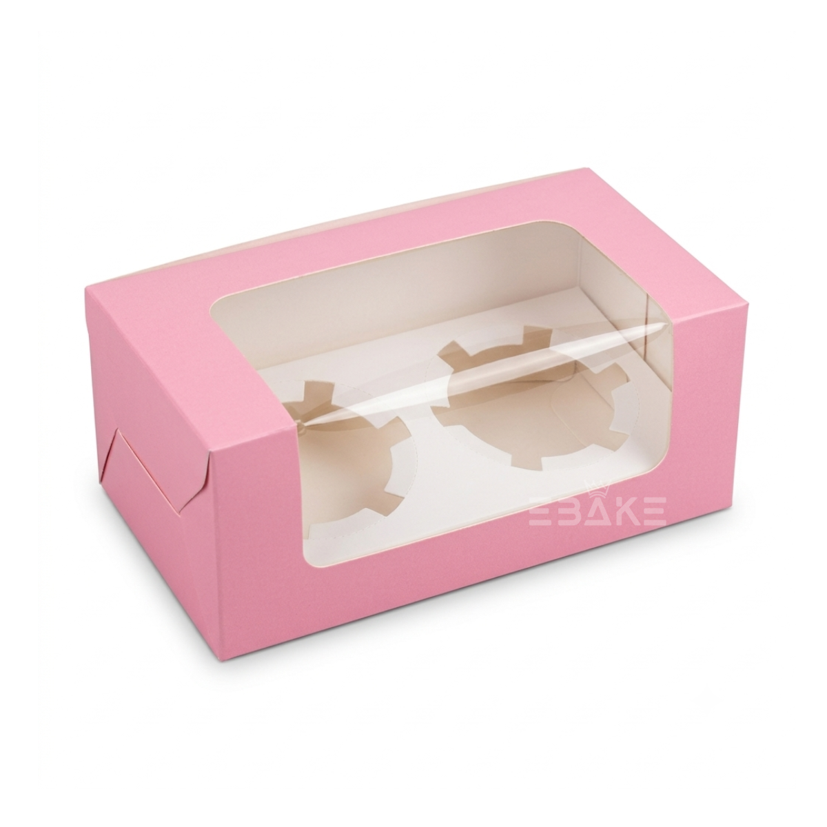 2 Pc Cupcake Box With Cavity Pink
