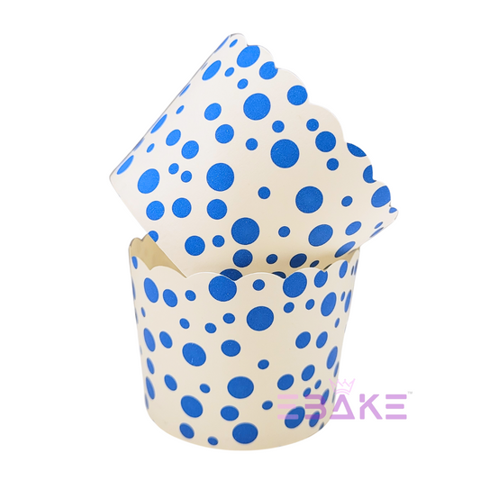 Paper Muffin Cup Blue Polka Dot - Set Of 50 Pieces Medium