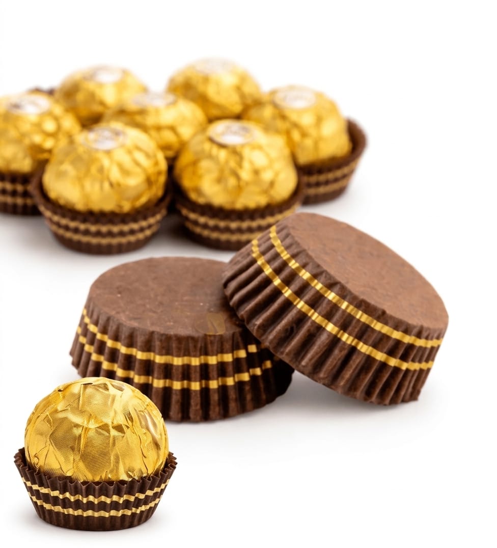 Ferrero Rocher Brown Chocolate Liner (100 Pieces) Truffle Liner - Chocolate Paper Cups