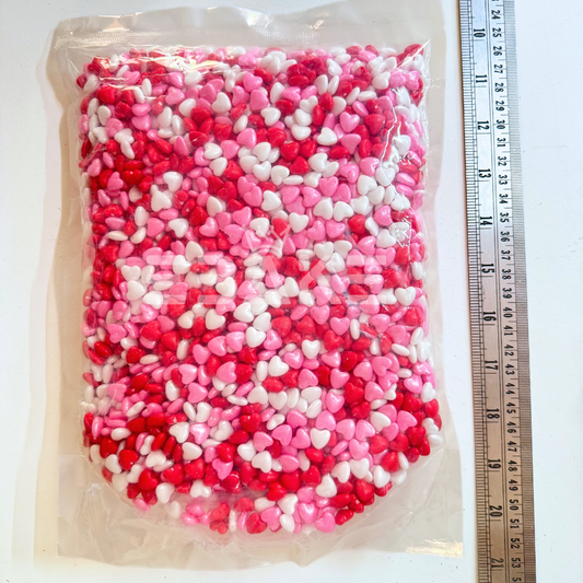 Mixed Heart Sugar Balls (Sprinkles) Pink, Red & White