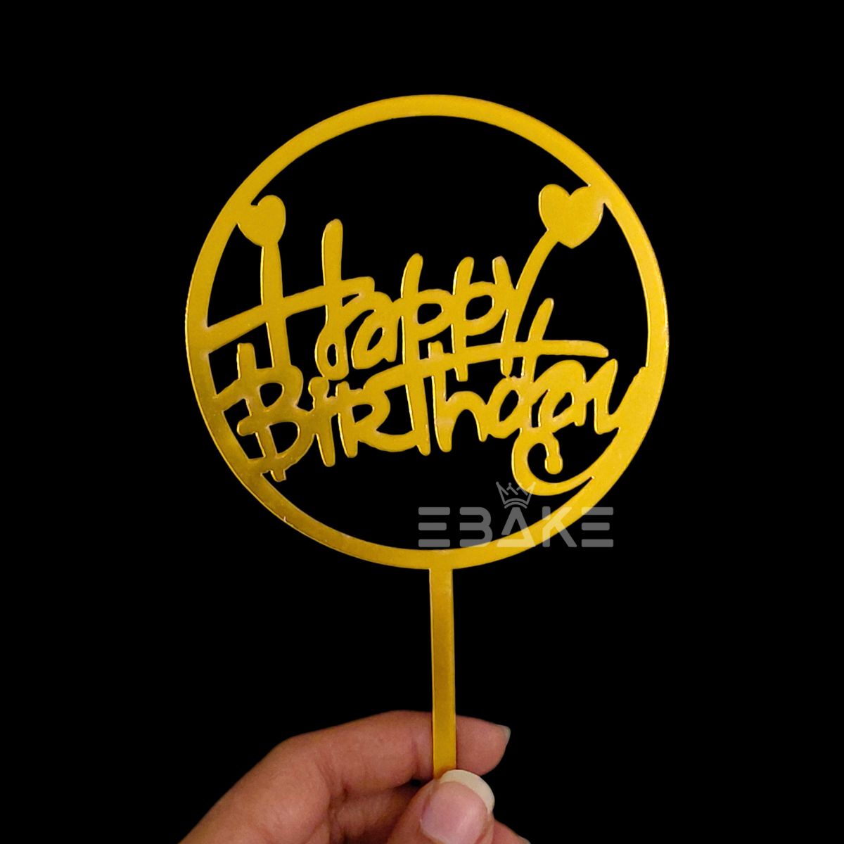 Happy Birthday Cake Topper 6inch Golden (Set of 10)