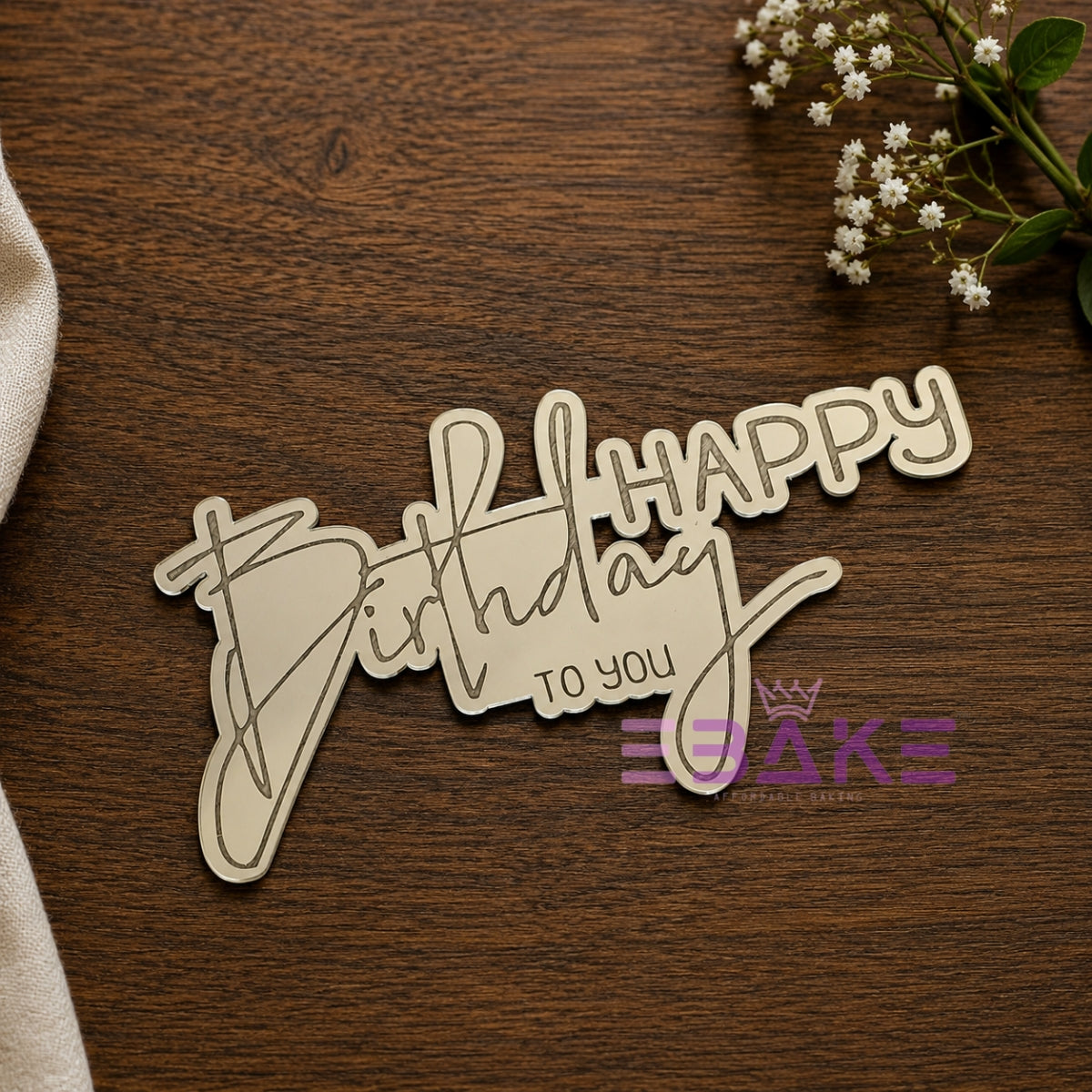 Happy Birthday Engraved Cutout (Set of 10) - Silver