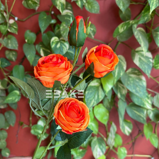 A1625 Premium Lifelike Rose Bunch Medium (Orange)