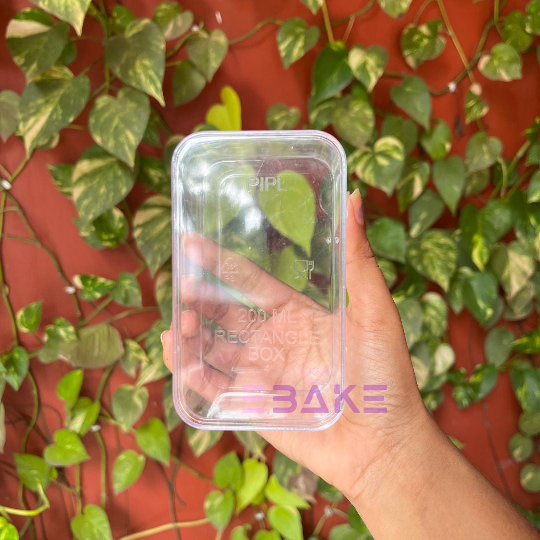 200ml Rectangle Acrylic Dessert Box / Cake Tub (With Lid) 10.2X6X5.2cm