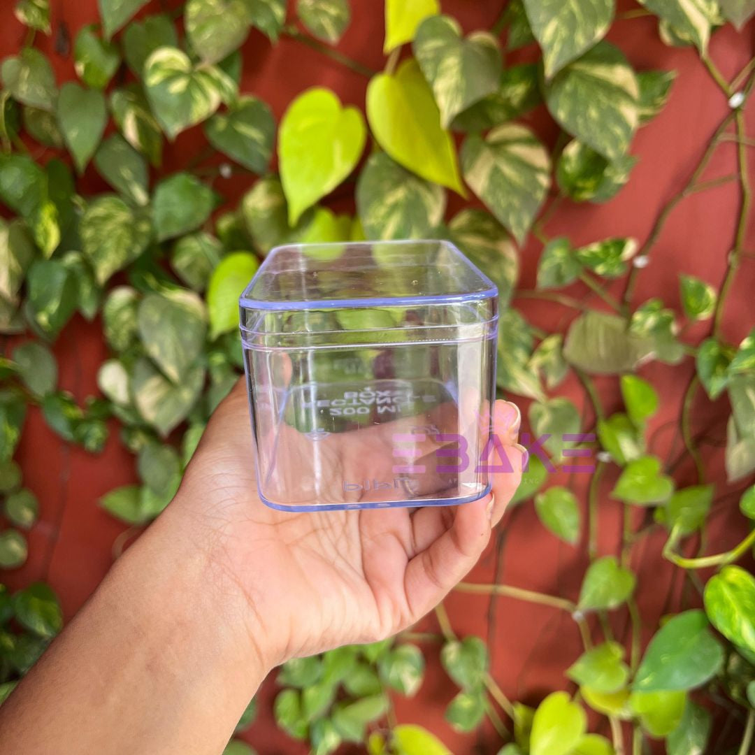 200ml Rectangle Acrylic Dessert Box / Cake Tub (With Lid) 10.2X6X5.2cm