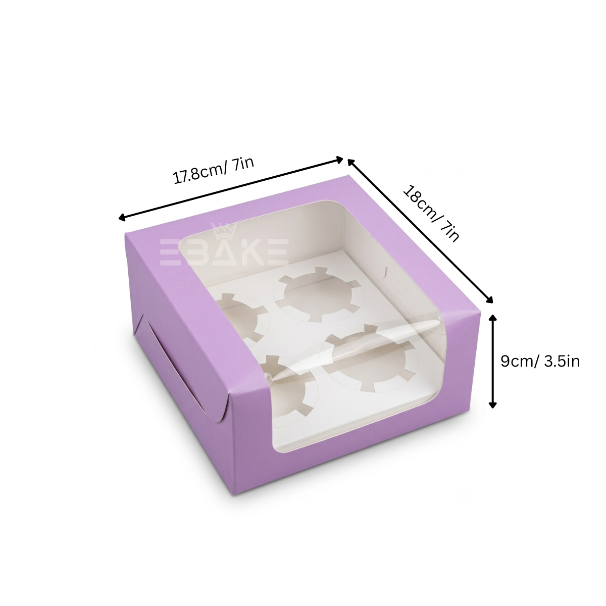 4 Pc Cupcake Box With Cavity Lilac