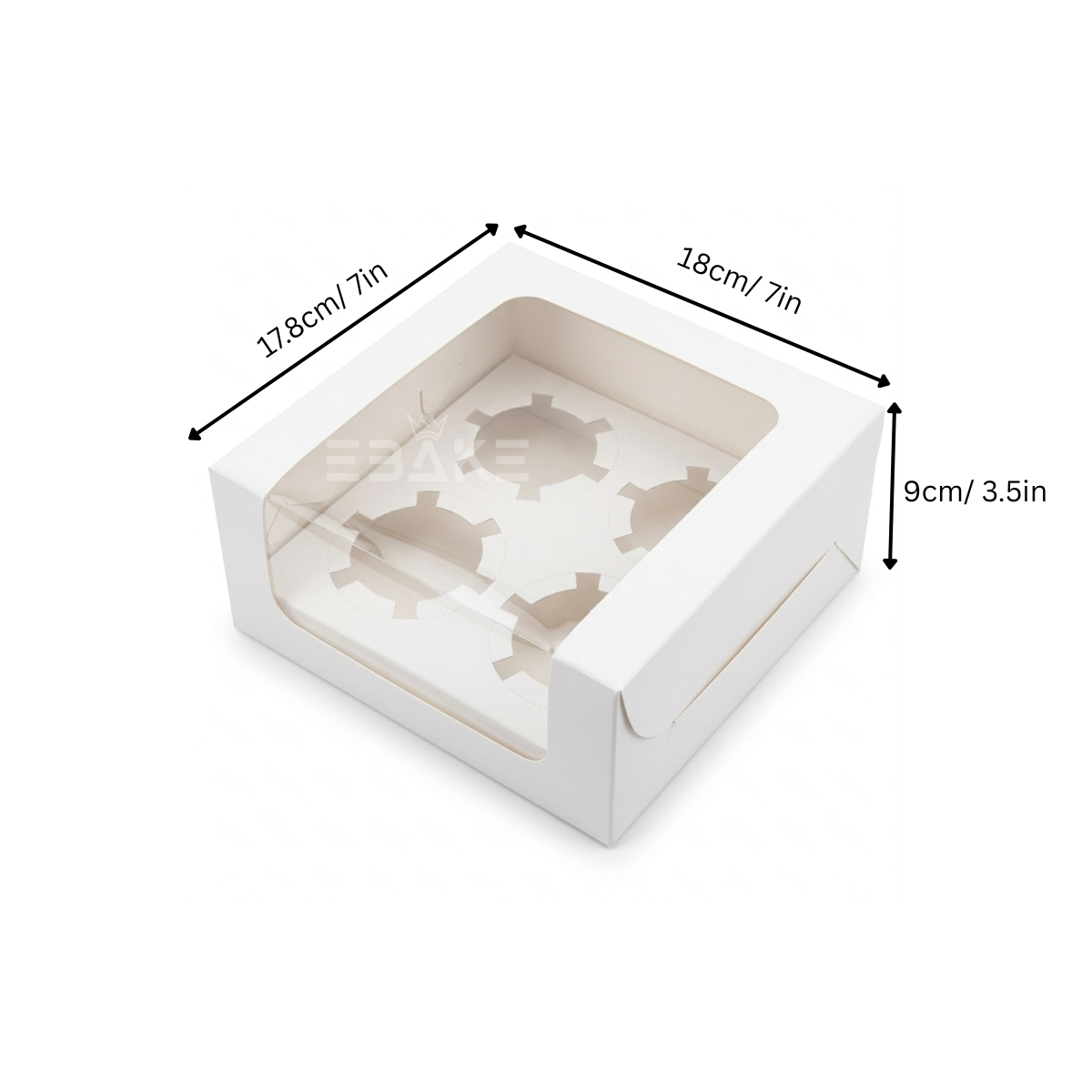 4 Pc Cupcake Box With Cavity White