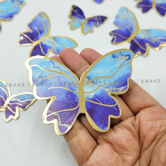 Blue Paper Butterflies - Foldable (Set of 10 Pieces)