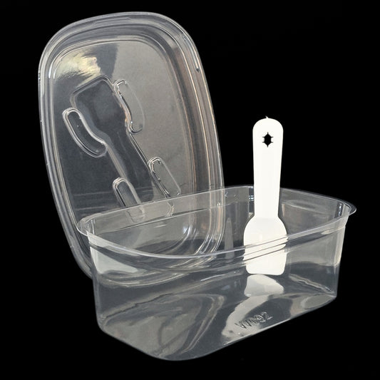 Rounded Rectangle / Oval PET Plastic Disposable Clear Container With Lid & Spoon For Desserts