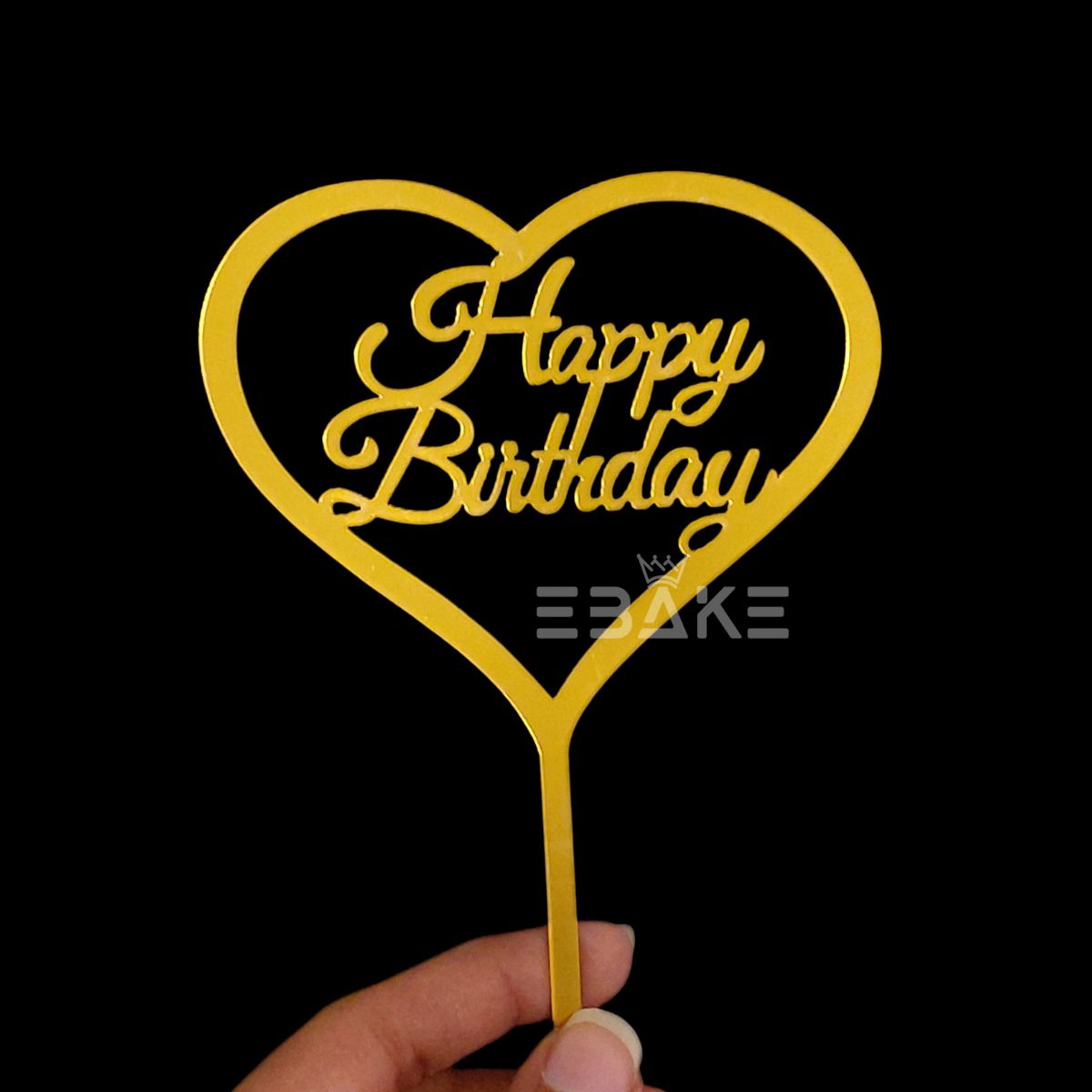 Happy Birthday Cake Topper 6inch Golden (Set of 10)