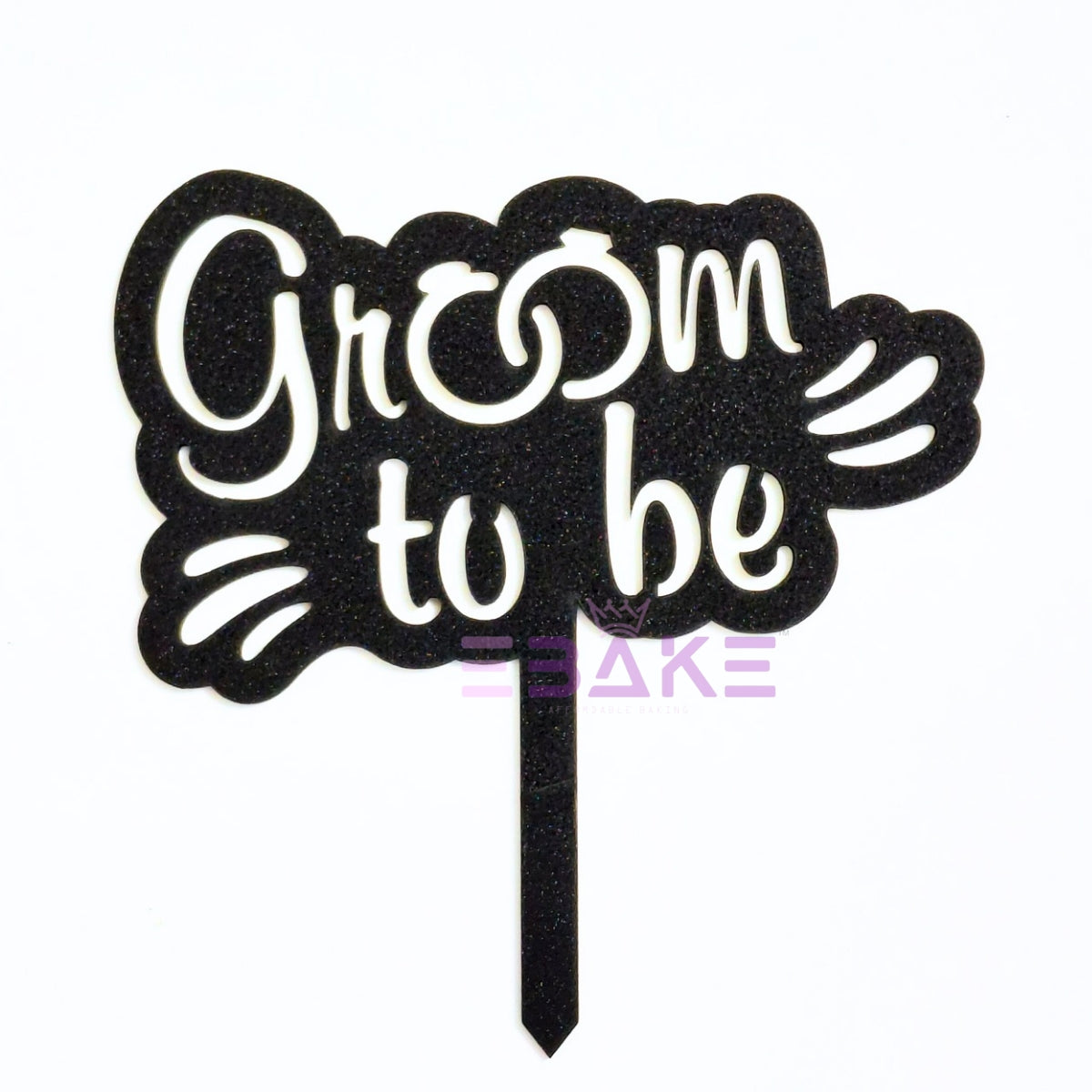 Groom To Be Cake Topper Black Shimmer