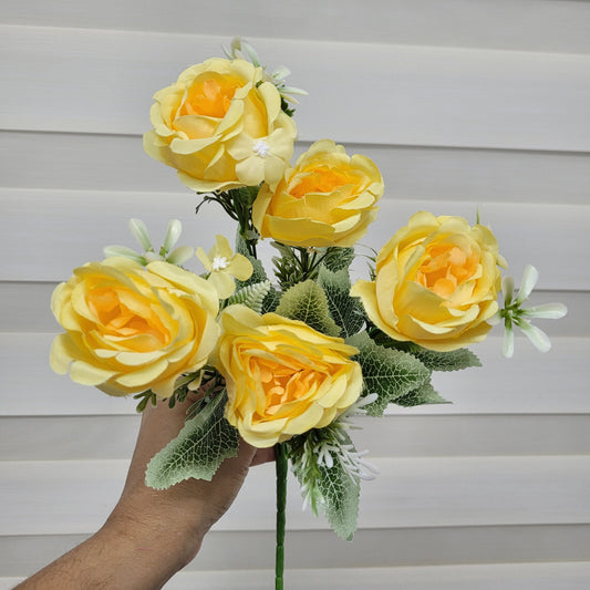 A1129 Yellow Peony Bunch With Fillers (5 Peonies)