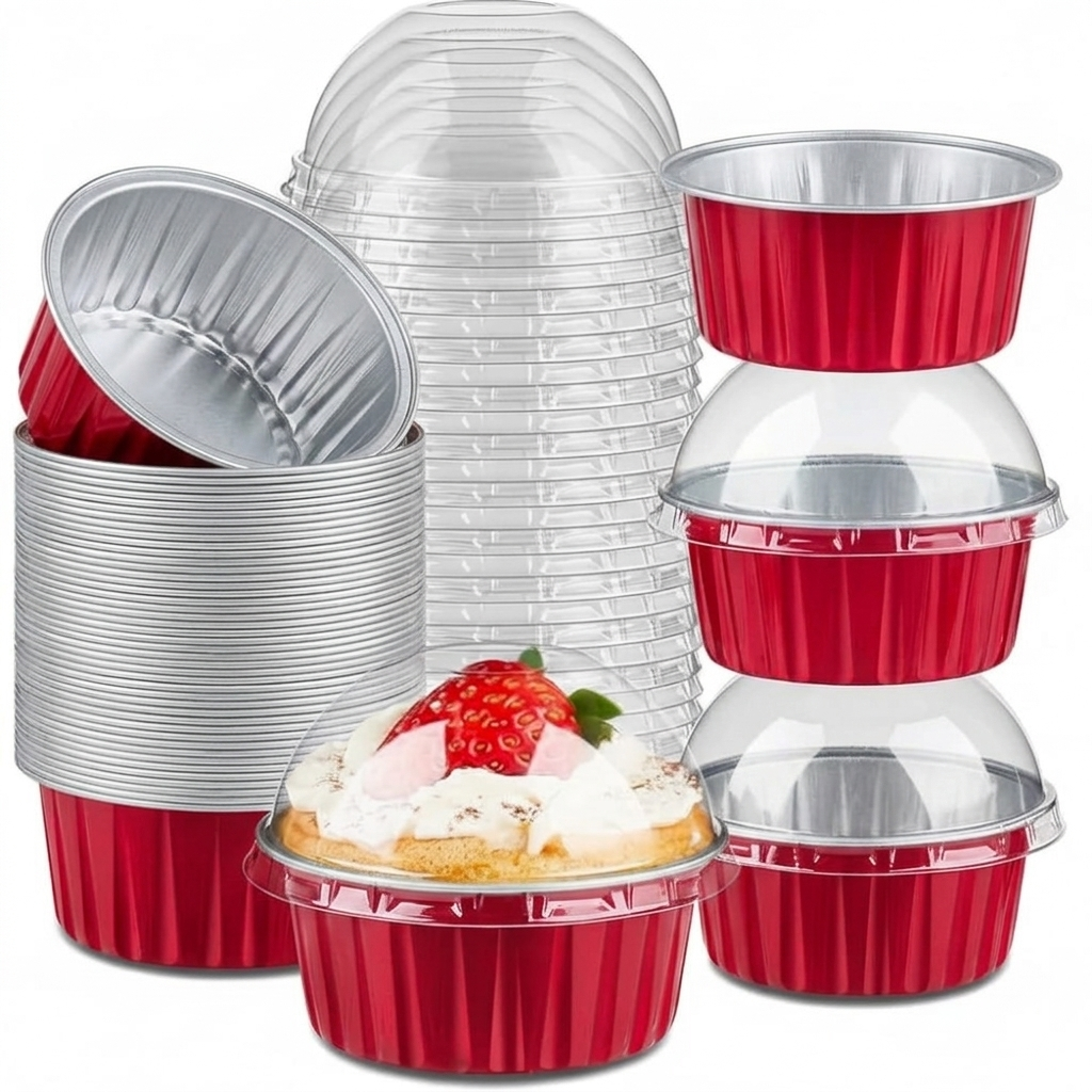 Round Aluminium Foil Baking Cups With Lids