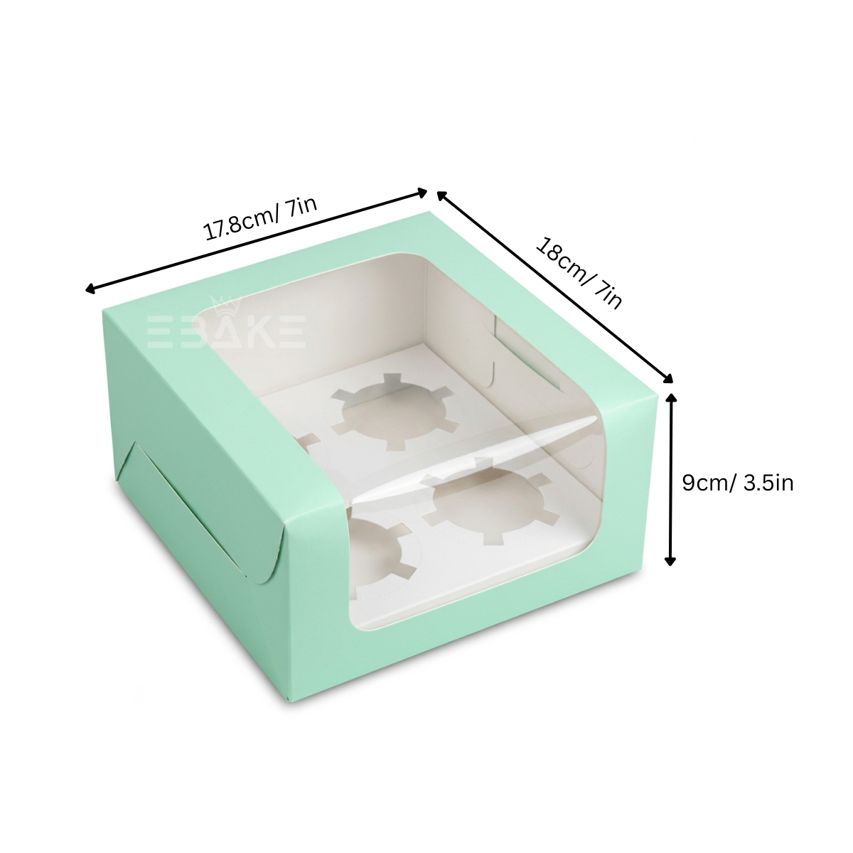 4 Pc Cupcake Box With Cavity Turquoise