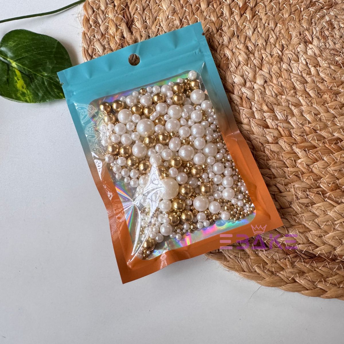 Imported Sprinkles Mix Assorted Size Sugar Balls (White & Golden) 100g