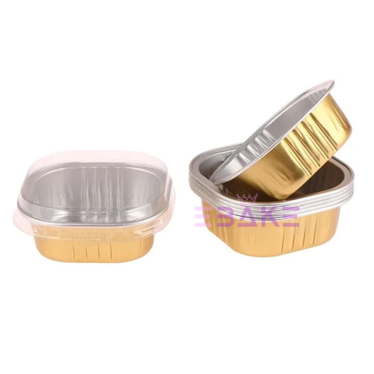 Aluminium  Foil Square Baking Cup With Lid