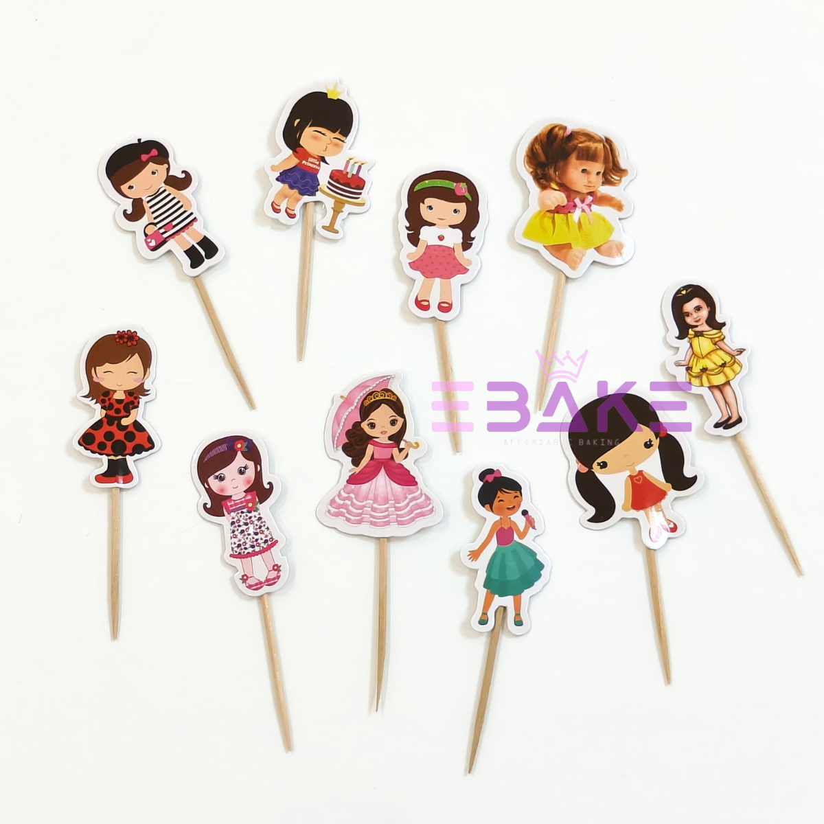 Cute Little Girls Cake Topper (Set Of 10 Pieces)