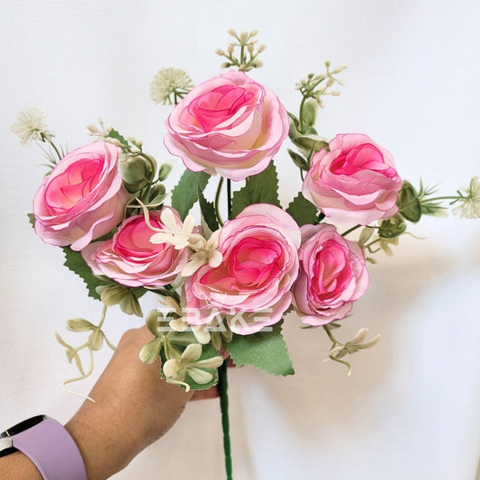 A1440 Pink Mix Rose Bunch With Fillers (6 Roses & Fillers)