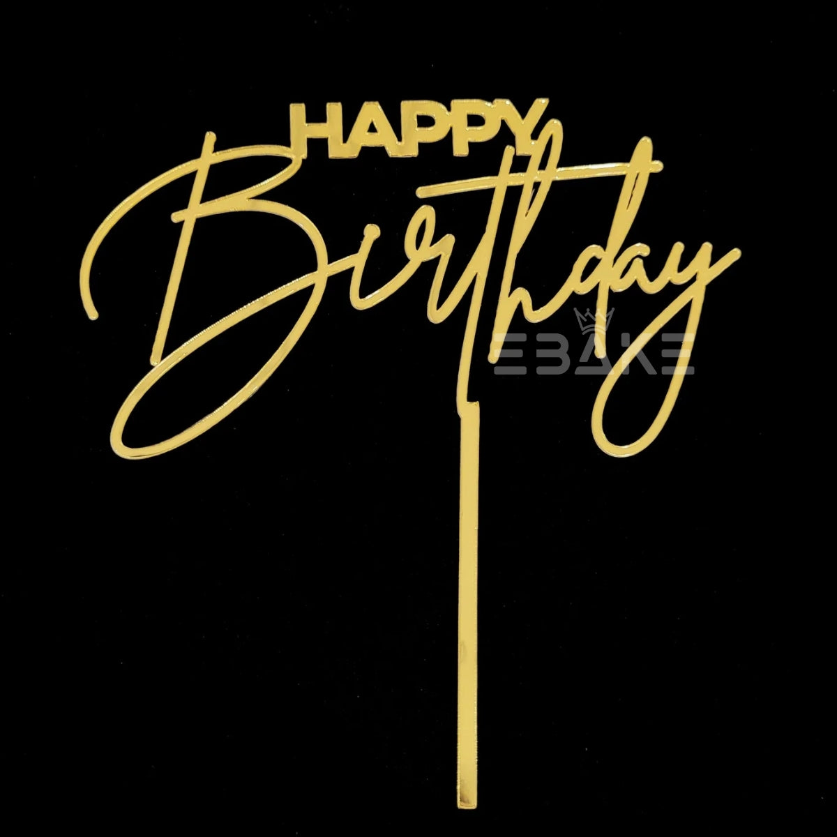 Happy Birthday Cake Topper Golden