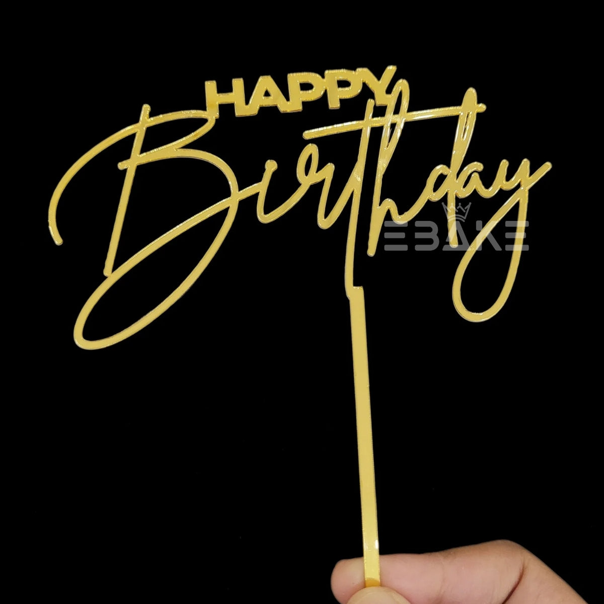 Happy Birthday Cake Topper Golden