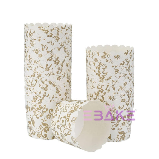 Floral Paper Muffin Cup White - Set Of 50 Pieces (Medium)