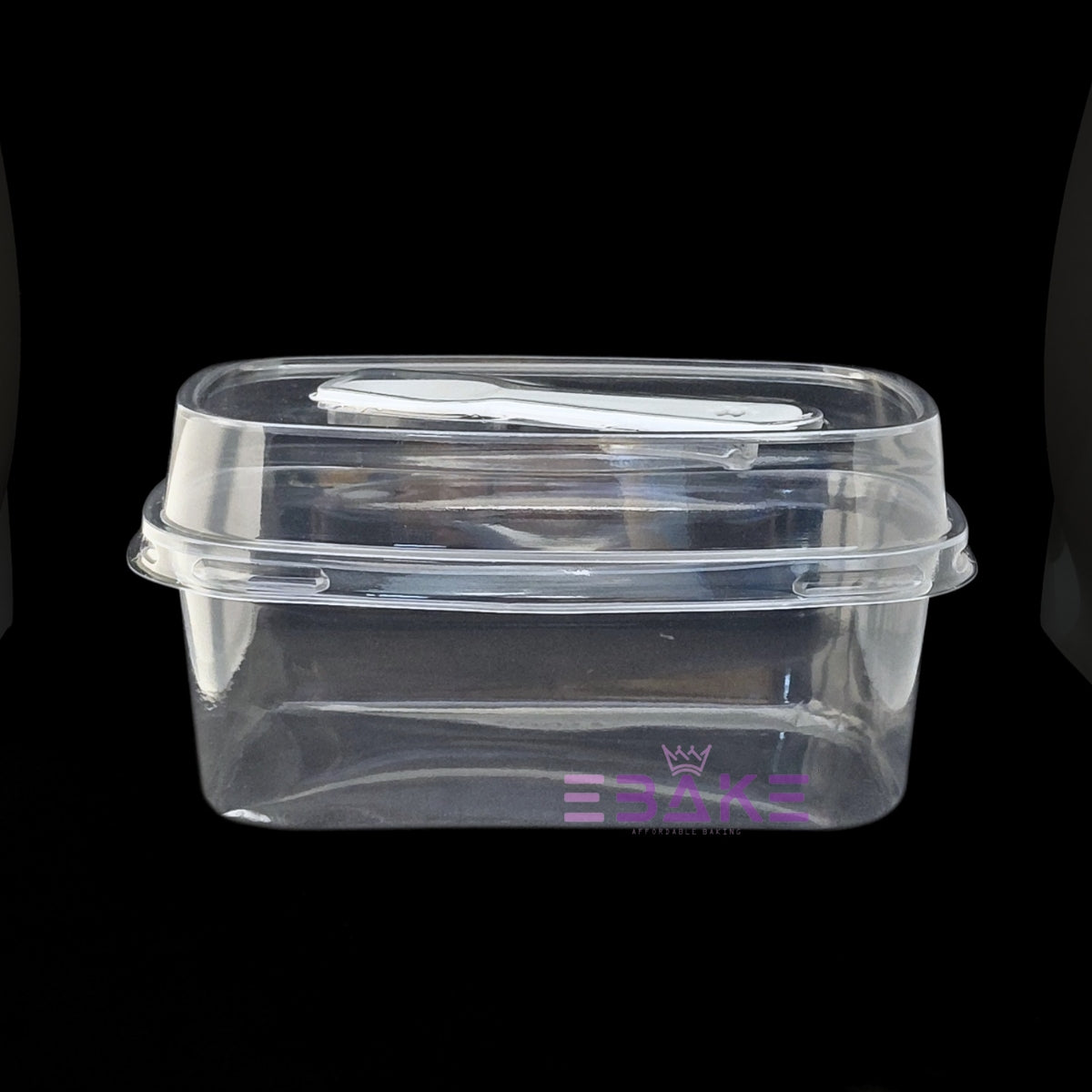 Rounded Rectangle / Oval PET Plastic Disposable Clear Container With Lid & Spoon For Desserts