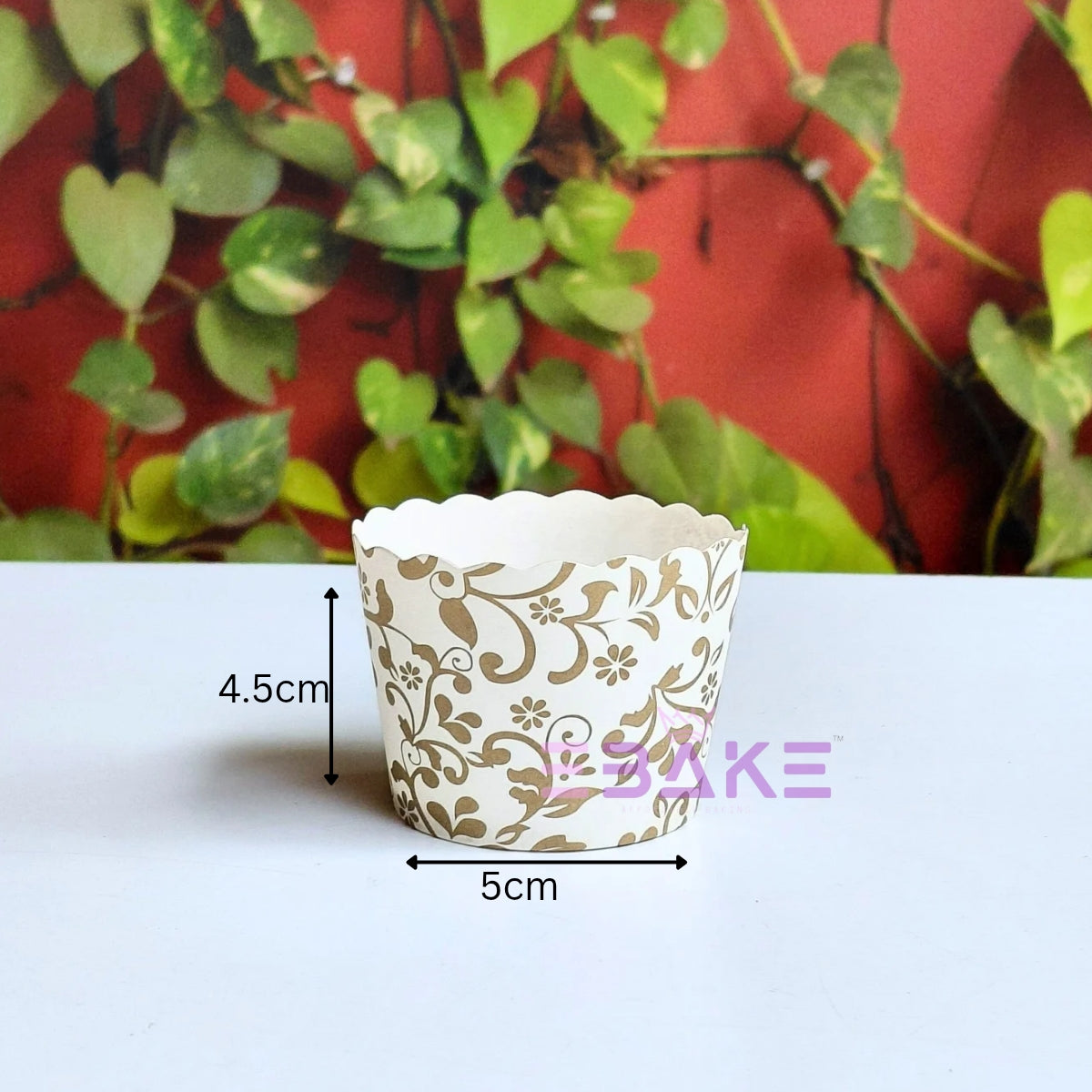 Floral Paper Muffin Cup White - Set Of 50 Pieces (Small)