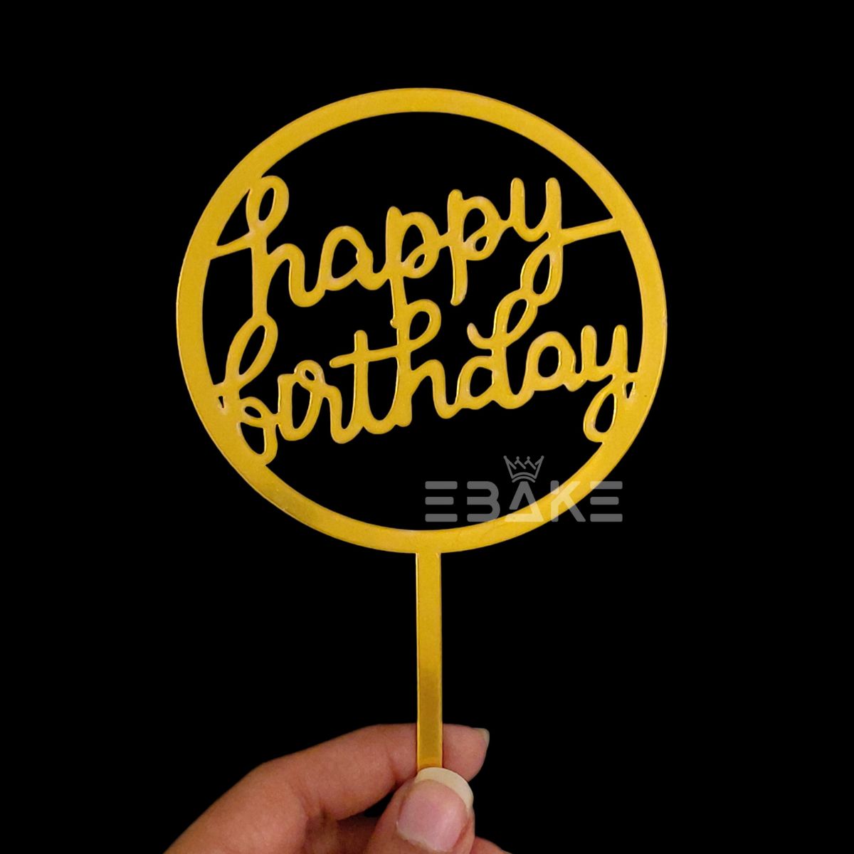 Happy Birthday Cake Topper 6inch Golden (Set of 10)