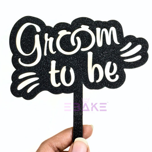 Groom To Be Cake Topper Black Shimmer