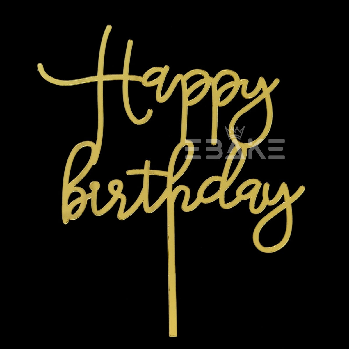 Happy Birthday Cake Topper Golden