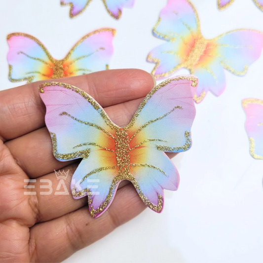 Colorful Paper Butterflies With Gold Glitter Foldable (Set of 10 Pieces)