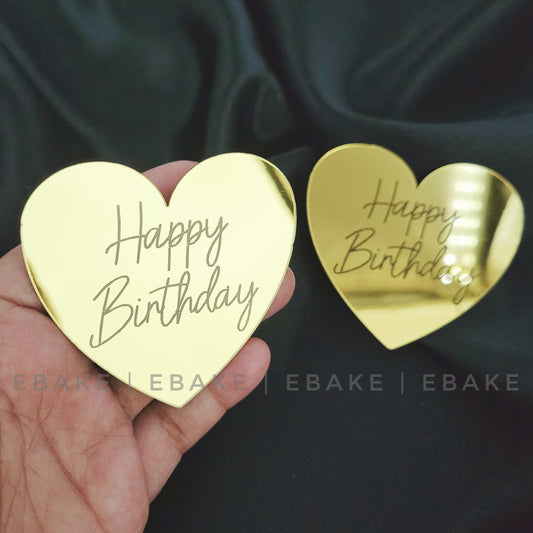 Happy Birthday Gold Heart Cake Coin (Cake Disc) - Set Of 6