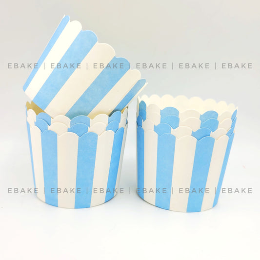 Paper Muffin Cup (Blue Stripes) - Set Of 50 Pieces