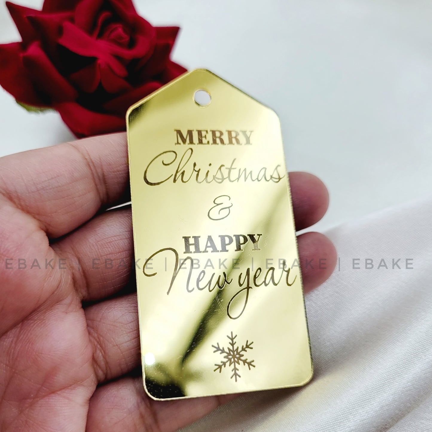 Merry Christmas & Happy New Year Gift Tag 3 Inches (Single Piece)