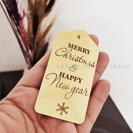 Merry Christmas & Happy New Year Gift Tag 3 Inches (Single Piece)